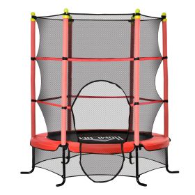 5.3FT Kids Trampoline, Red, with Safety Enclosure, for 3-10 Years Old, Indoor/Outdoor Use