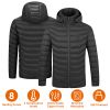 Heated Jacket Electric Heating Coat Lightweight Winter Hooded Jacket with 3-Level Heating Modes 8 Heating Zones Detachable Zipper Hood