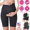 Women Maternity Shorts Seamless Pregnancy Underwear Shapewear Fitness Yoga Running Shorts High Waist Over The Belly Pants with Two Side Pockets